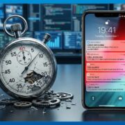 Shattered stopwatch next to a smartphone showing viral notification alerts, symbolizing the end of the Golden Hour in crisis management